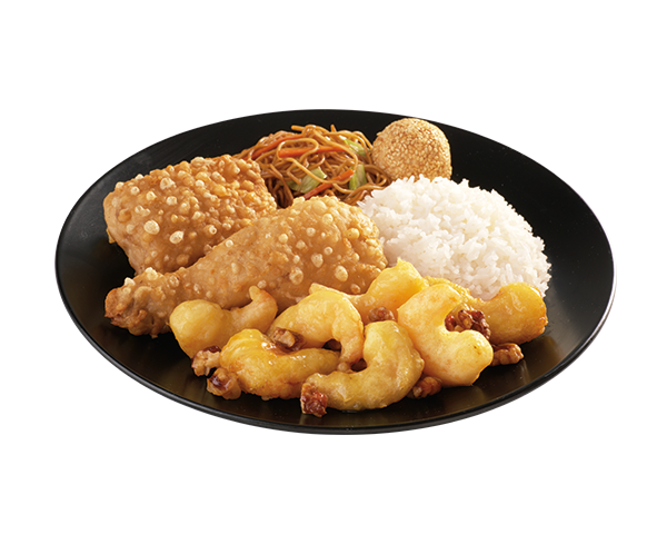 2 Piece Chinese-Style Fried Chicken and Honey Walnut Shrimp Lauriat