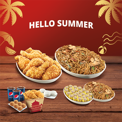 Chowking fried chicken, siomai, buchi, Pepsi and pancit Bundle Feast Platters